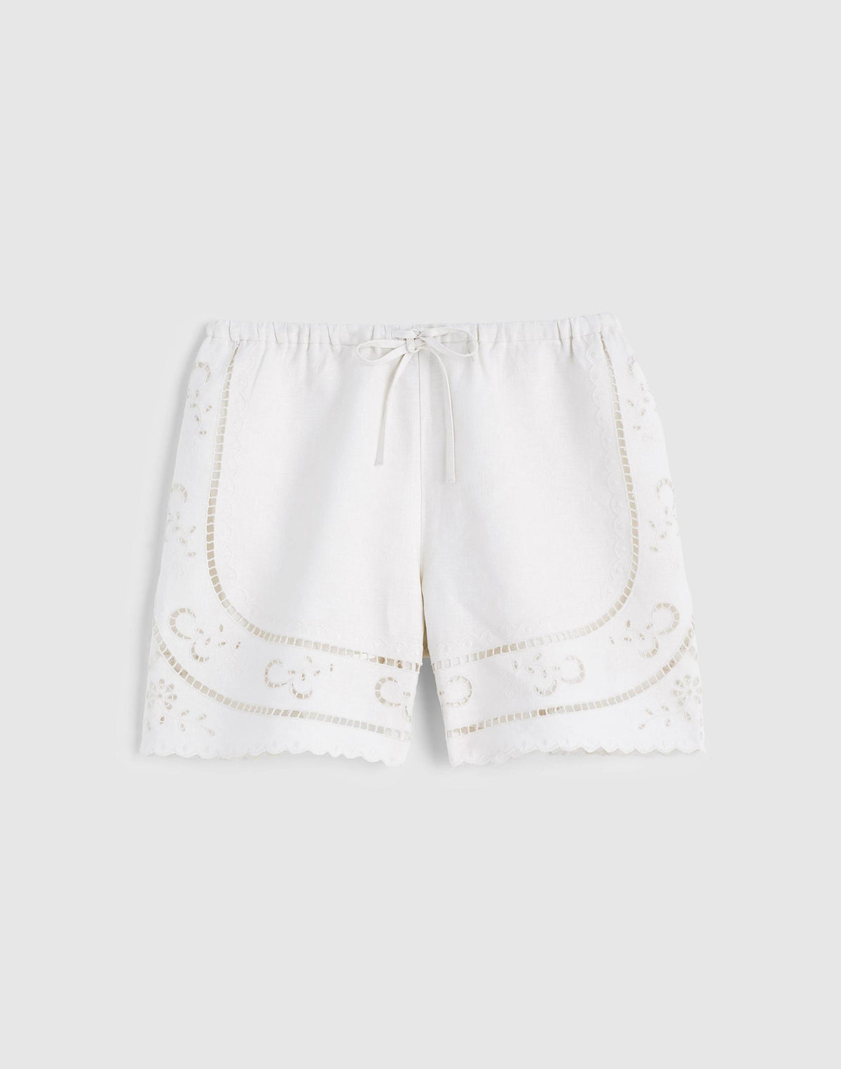 Eyelet Drawstring Shorts in 100% Linen Ivory Linen | Madewell Classic