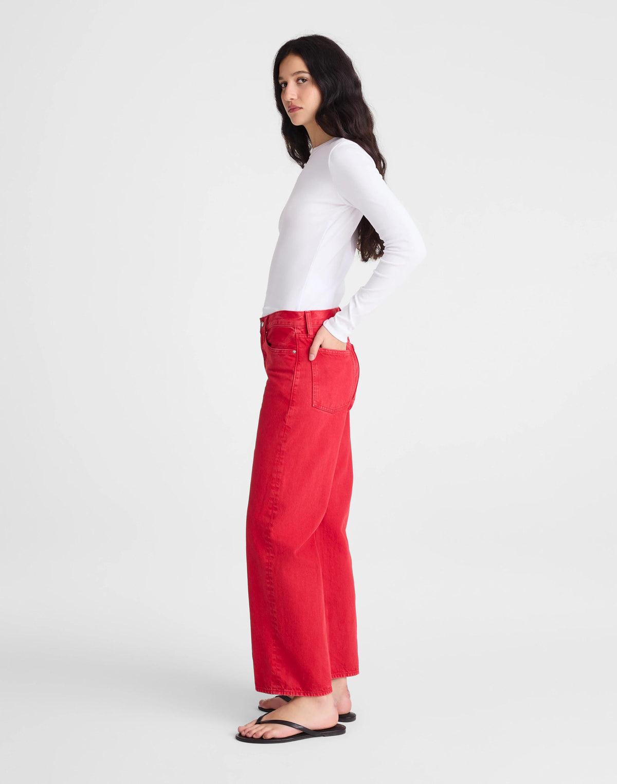 Low-Slung Baggy Crop Jean Varsity Red | Madewell Customer Favorite