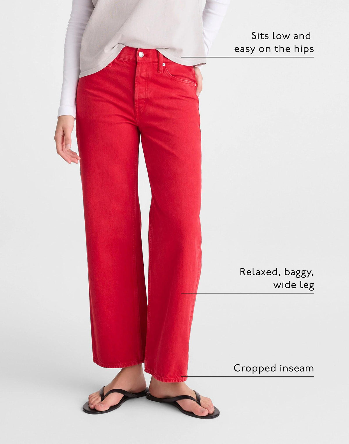 Low-Slung Baggy Crop Jean Varsity Red | Madewell Customer Favorite