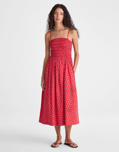 The Peyton Midi Dress Enamel Red | Madewell Exclusive