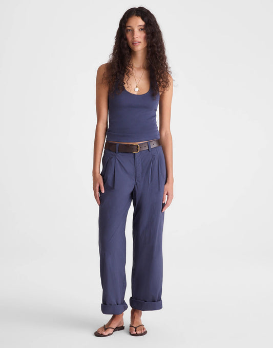 The Everyday Trouser in Poplin Petrol Navy | Madewell Premium