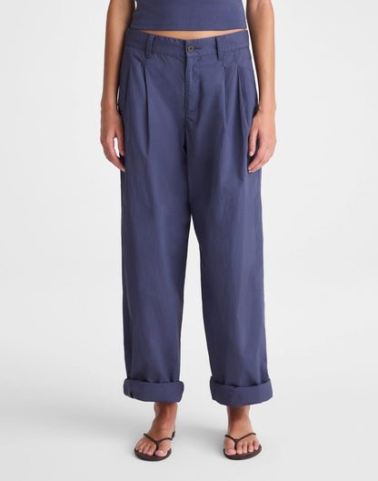 The Everyday Trouser in Poplin Petrol Navy | Madewell Premium