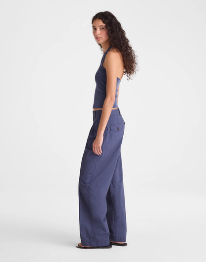 The Everyday Trouser in Poplin Petrol Navy | Madewell Premium