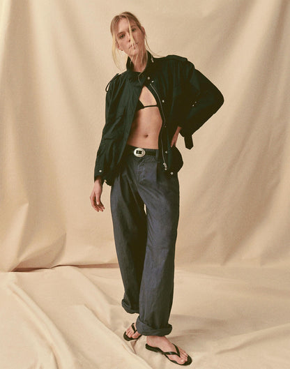 The Everyday Trouser in Poplin Petrol Navy | Madewell Premium