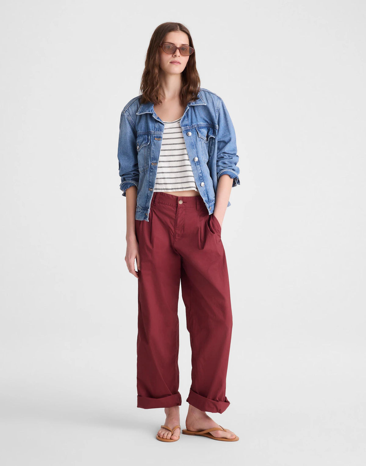 The Everyday Trouser in Poplin Dusty Merlot | Madewell Sale