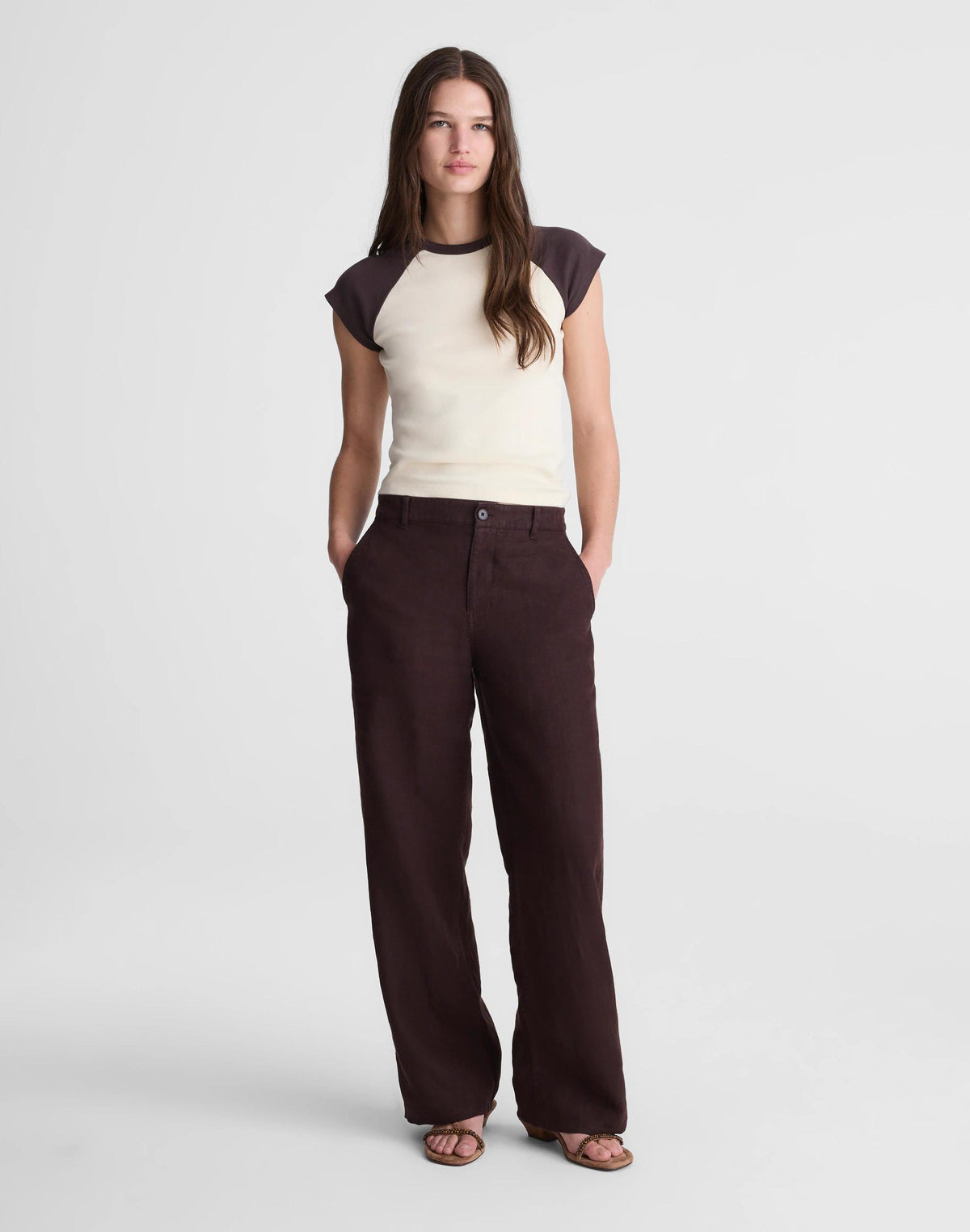 The Zoe Relaxed Straight Pant in 100% Linen Cocoa | Madewell New