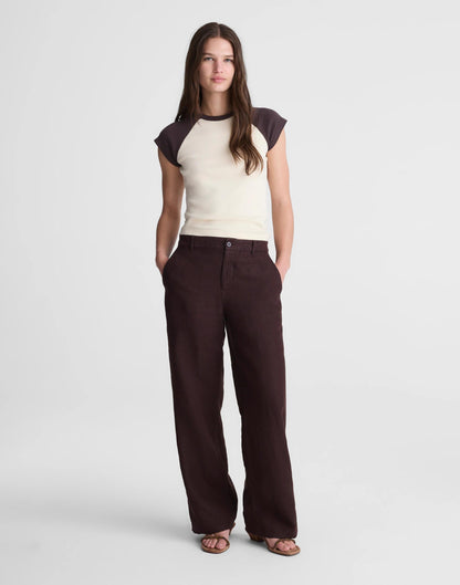 The Zoe Relaxed Straight Pant in 100% Linen Cocoa | Madewell New
