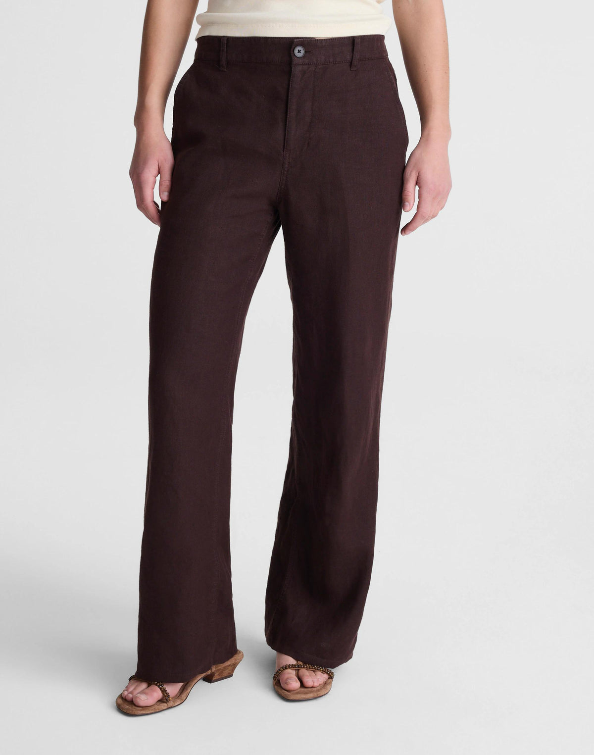 The Zoe Relaxed Straight Pant in 100% Linen Cocoa | Madewell New