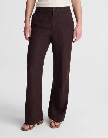 The Zoe Relaxed Straight Pant in 100% Linen Cocoa | Madewell New