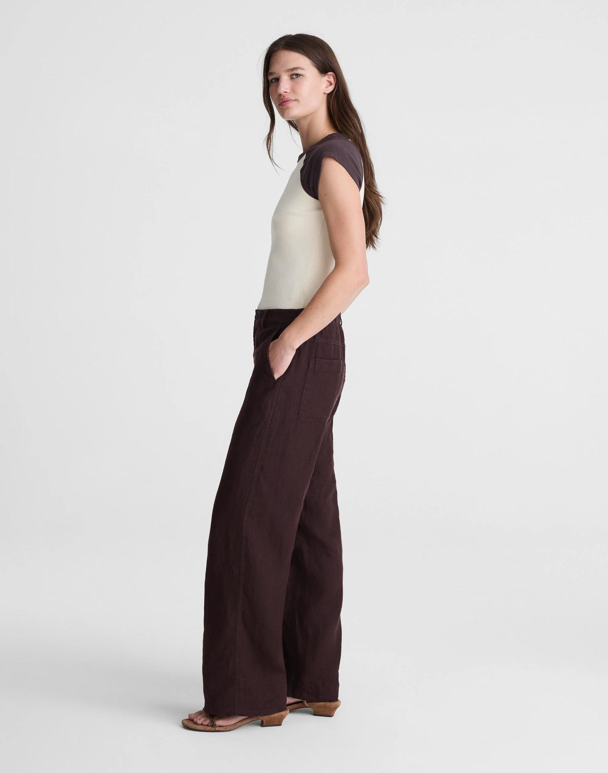 The Zoe Relaxed Straight Pant in 100% Linen Cocoa | Madewell New
