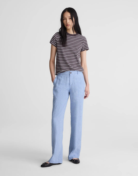 The Zoe Relaxed Straight Pant in 100% Linen Sunfaded Blue | Madewell Customer Favorite