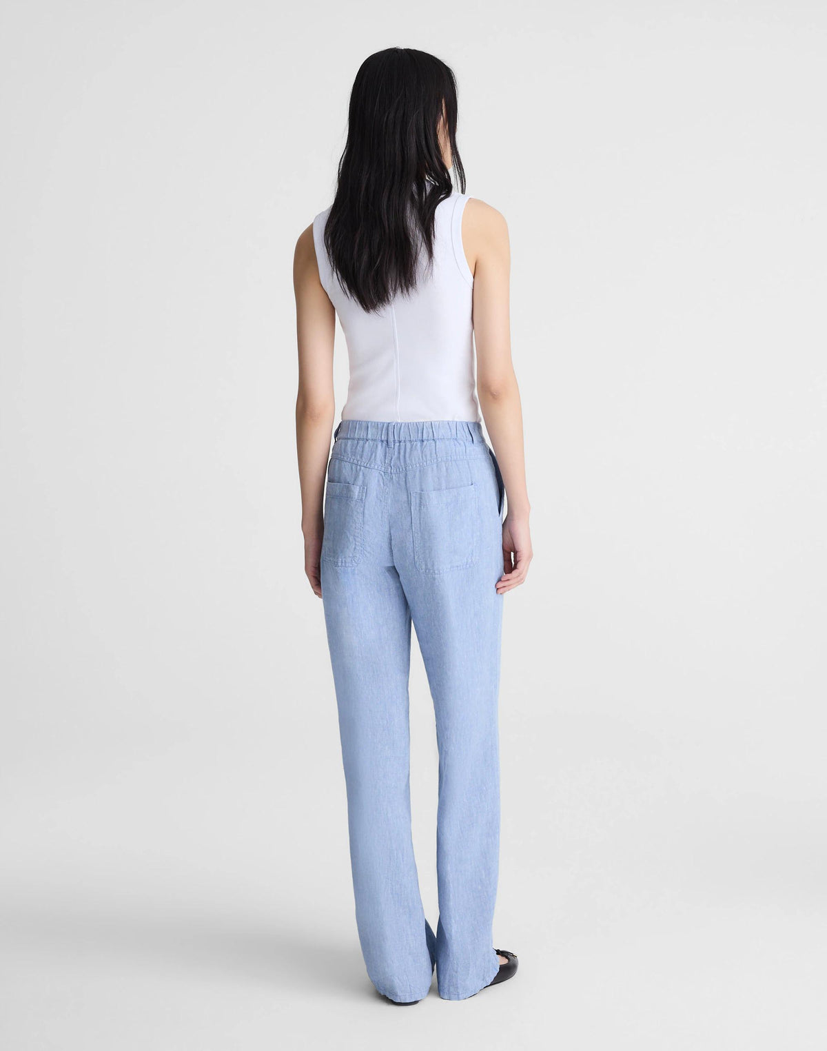 The Zoe Relaxed Straight Pant in 100% Linen Sunfaded Blue | Madewell Customer Favorite