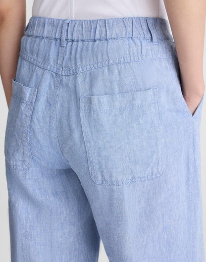 The Zoe Relaxed Straight Pant in 100% Linen Sunfaded Blue | Madewell Customer Favorite