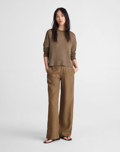 The Zoe Relaxed Straight Pant in 100% Linen Safari Khaki | Madewell Trending