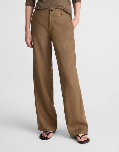 The Zoe Relaxed Straight Pant in 100% Linen Safari Khaki | Madewell Trending