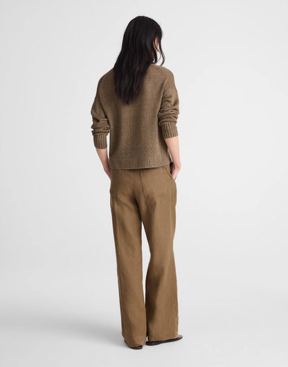 The Zoe Relaxed Straight Pant in 100% Linen Safari Khaki | Madewell Trending