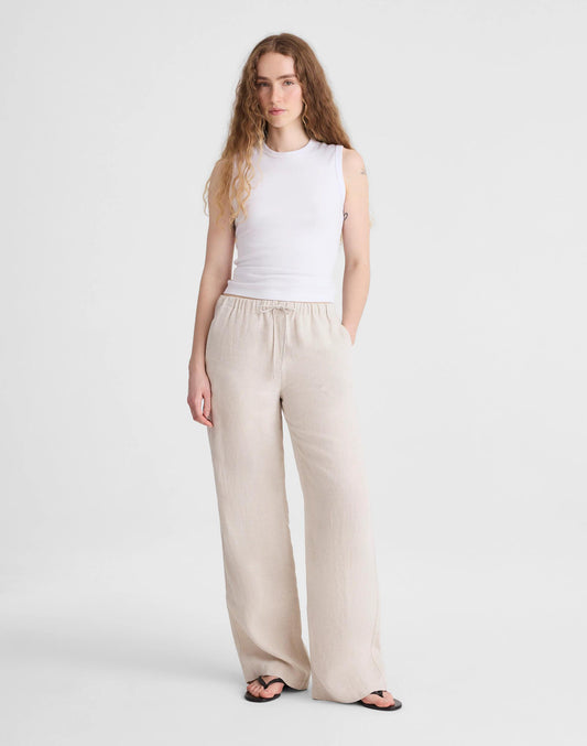 Pull-On Pants in 100% Linen Oat | Madewell Classic