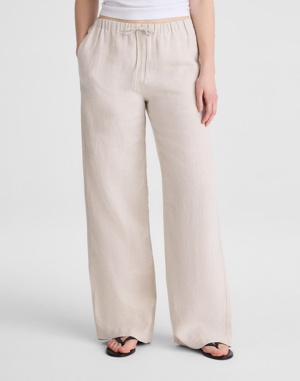 Pull-On Pants in 100% Linen Oat | Madewell Classic
