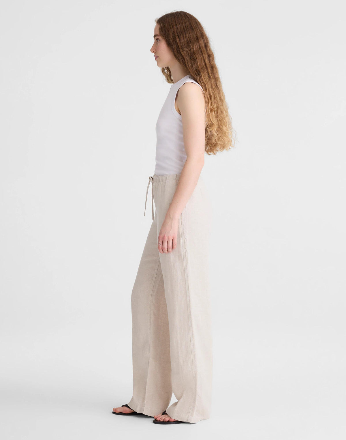 Pull-On Pants in 100% Linen Oat | Madewell Classic