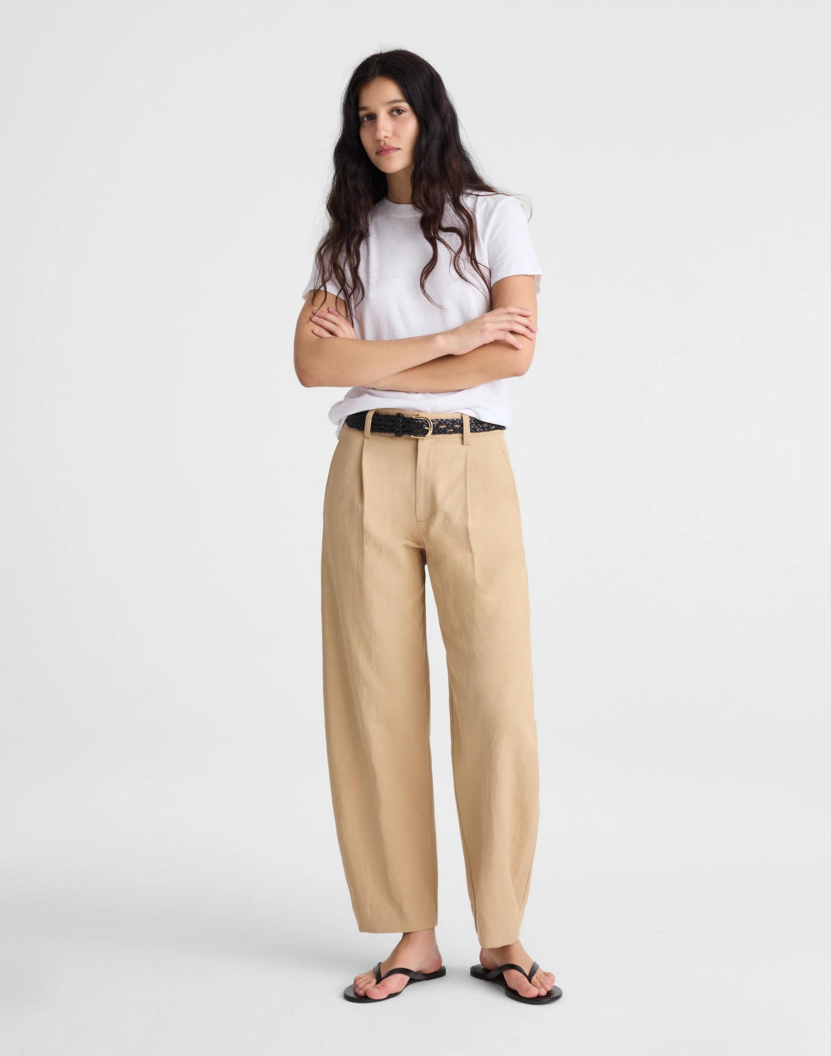 The Barrel-Leg Pant in Drapey Twill Bright Fawn | Madewell Trusted