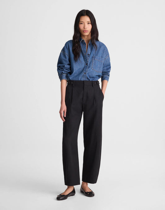 The Barrel-Leg Pant in Drapey Twill True Black | Madewell Signature