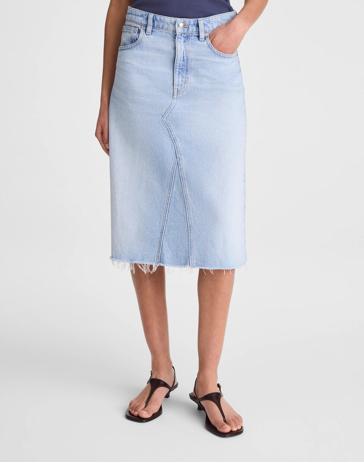 Denim Midi Skirt in Foster Wash Foster Wash | Madewell Quality
