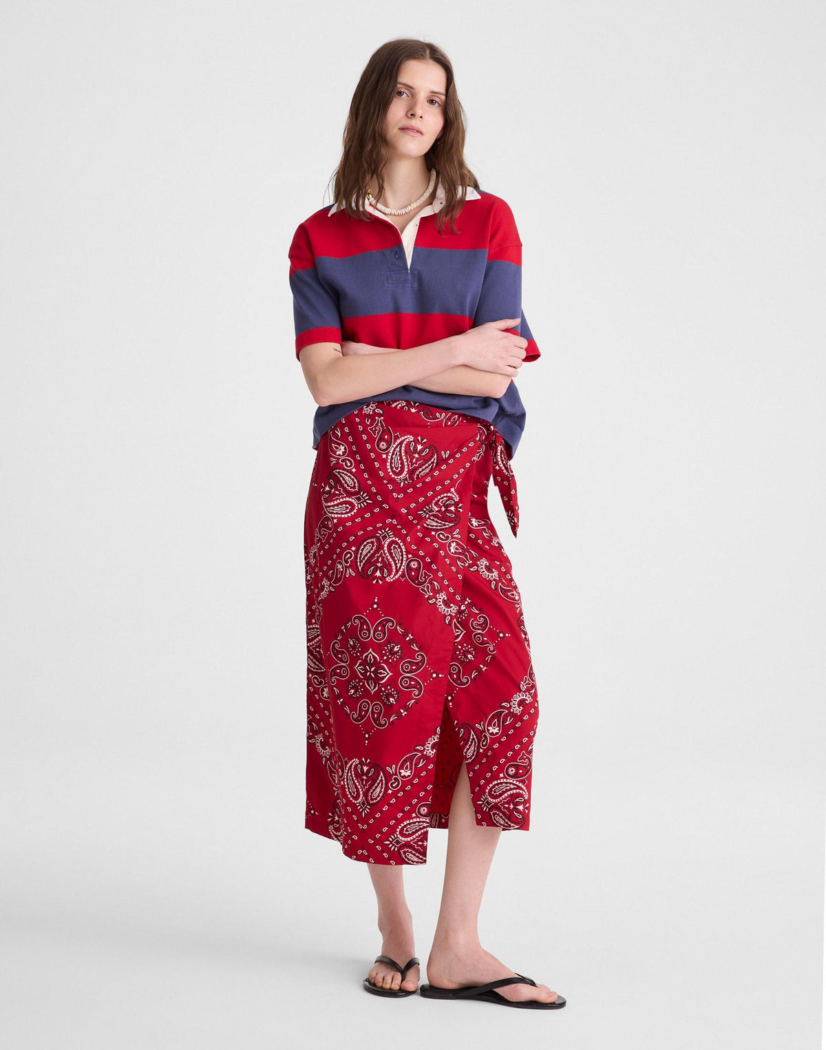Midi Wrap Skirt in Poplin Chili Pepper | Madewell Trusted