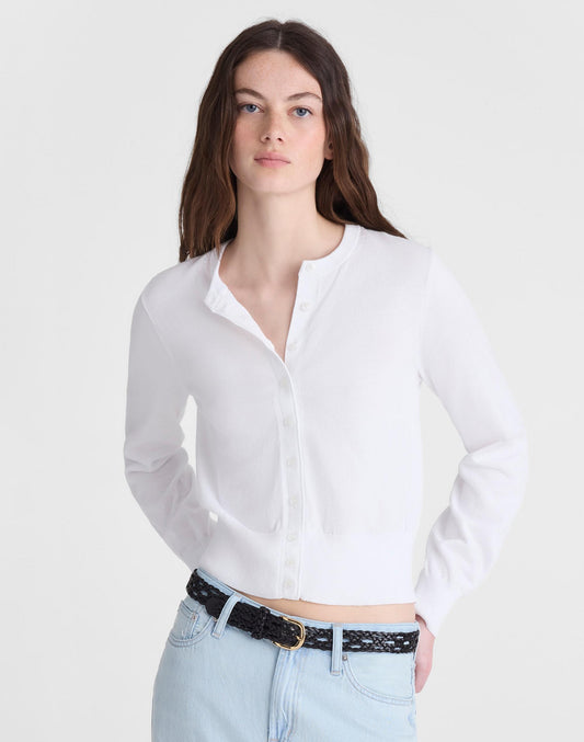 Button-Front Cardigan in 100% Cotton White | Madewell Value