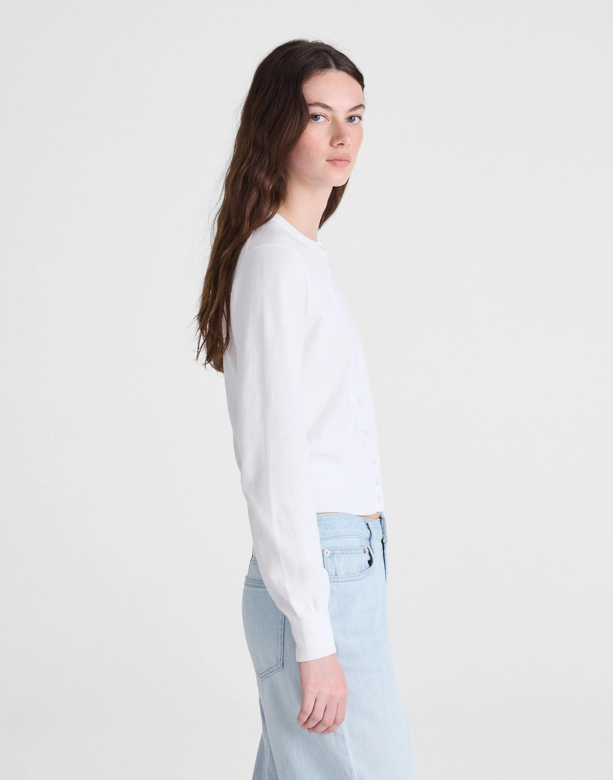 Button-Front Cardigan in 100% Cotton White | Madewell Value