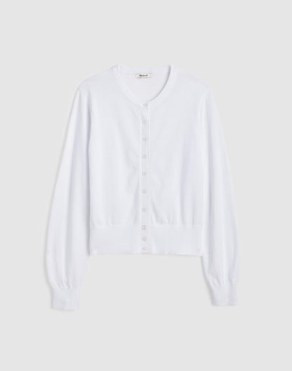 Button-Front Cardigan in 100% Cotton White | Madewell Value