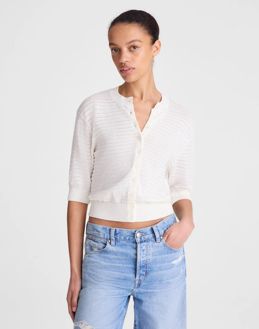 Textured Short-Sleeve Cardigan in 100% Cotton Lighthouse | Madewell Top Pick