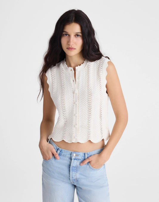 Wavy-Knit Button-Front Shell Top Vintage Ivory | Madewell Recommended