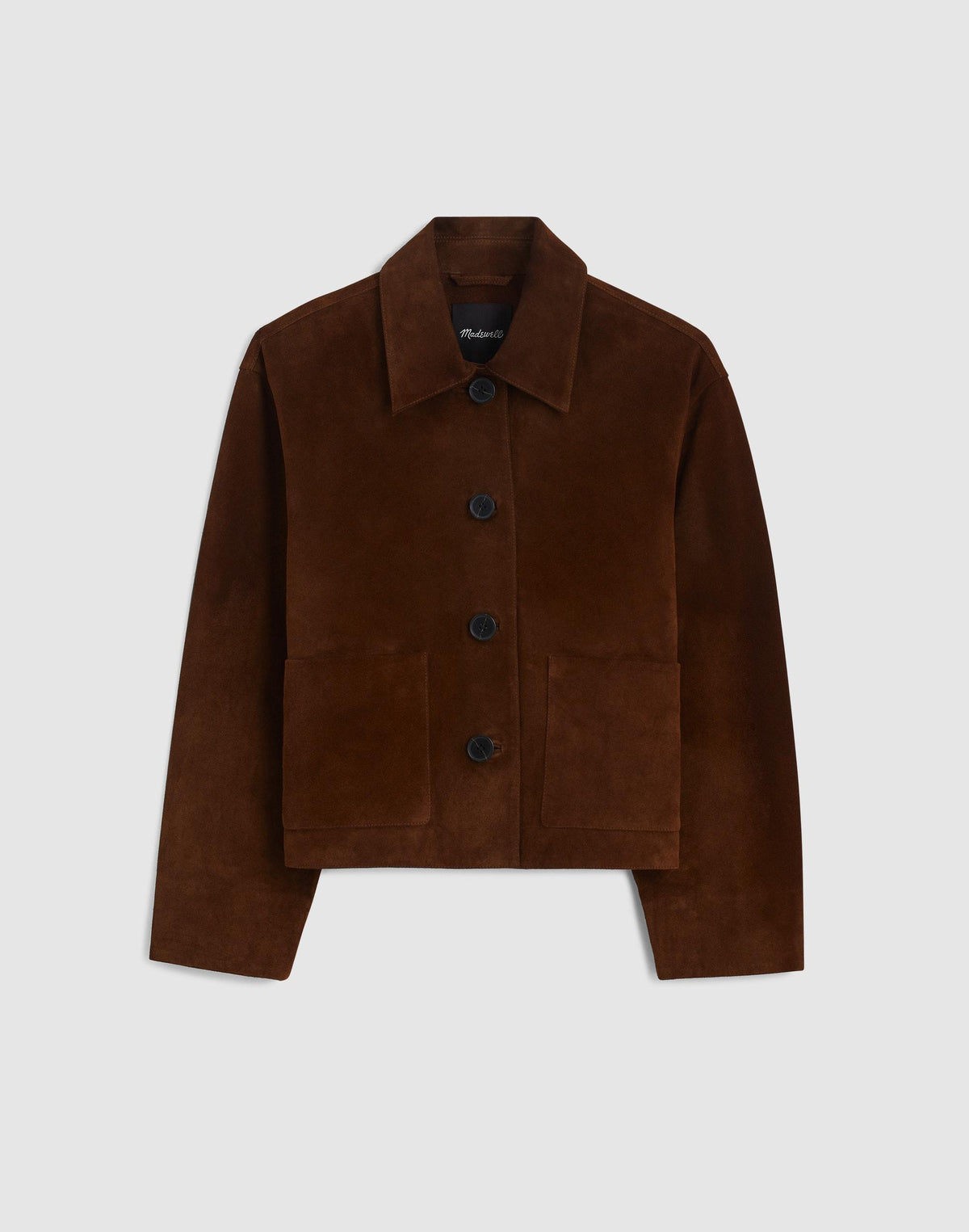 Boxy-Crop Jacket in Suede Dark Roast Suede | Madewell New