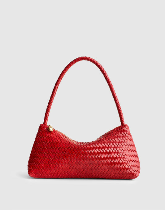 The Signature Woven Mini Zip Shoulder Bag Scarlet | Madewell Premium