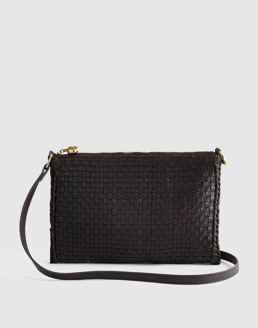 The Signature Woven Crossbody Pouch Dark Carob | Madewell Exclusive