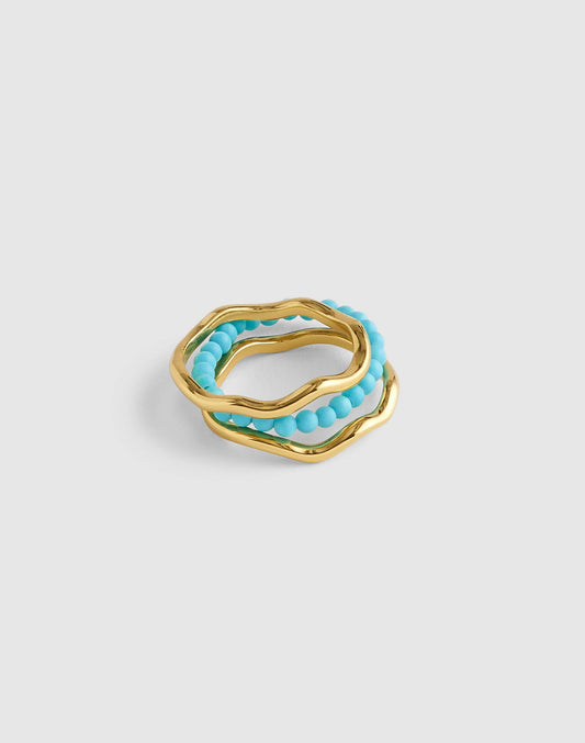Semiprecious Wavy Stacking Ring Set Turquoise Multi | Madewell Classic