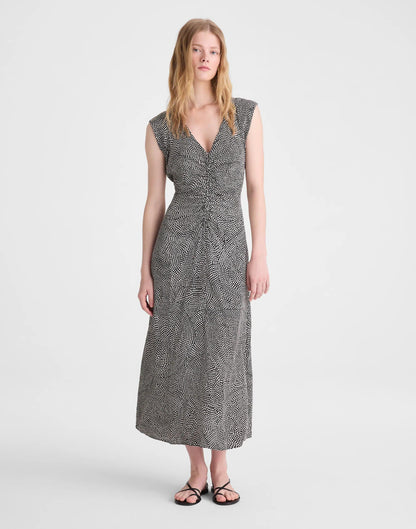 Ruched Flutter-Sleeve Midi Dress Jet Black | Madewell Hot Sale
