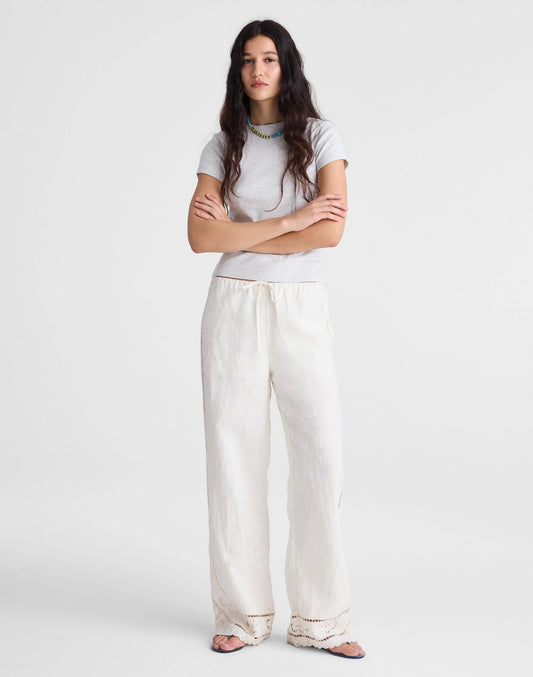 Eyelet Drawstring Pants in 100% Linen Ivory Linen | Madewell Top Pick