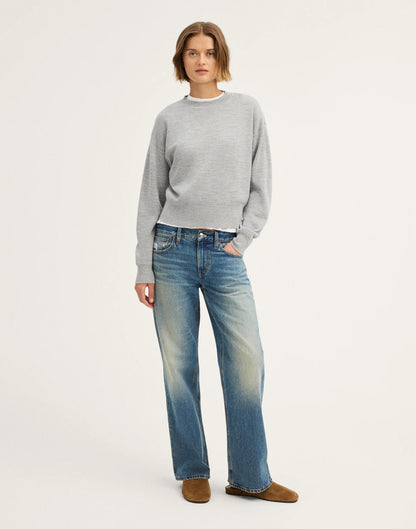 Relaxed Crewneck Sweater in Merino-Silk Blend Medium Htr Grey | Madewell Exclusive