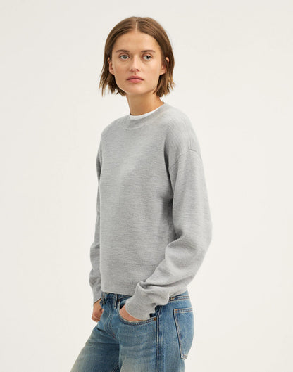Relaxed Crewneck Sweater in Merino-Silk Blend Medium Htr Grey | Madewell Exclusive