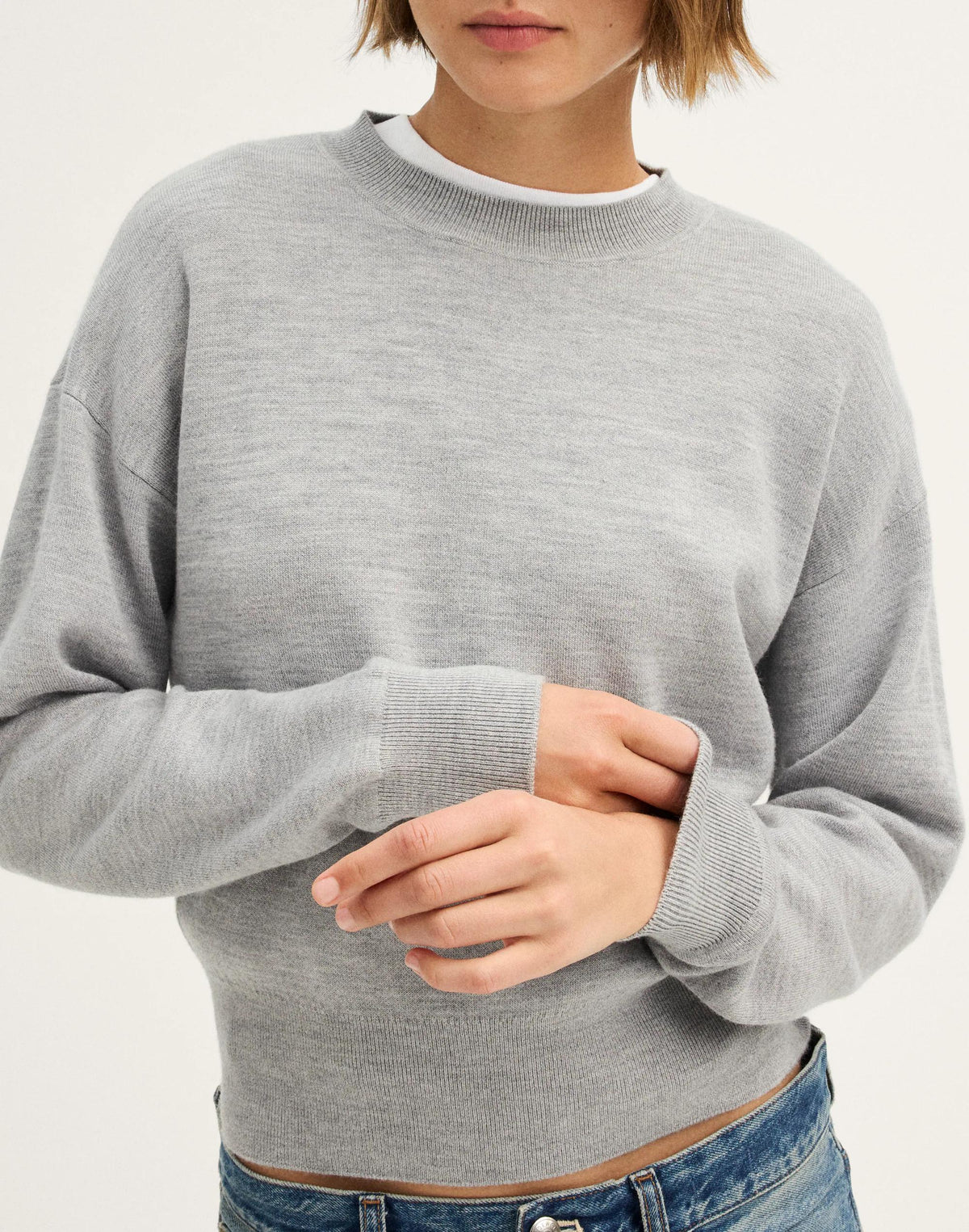 Relaxed Crewneck Sweater in Merino-Silk Blend Medium Htr Grey | Madewell Exclusive