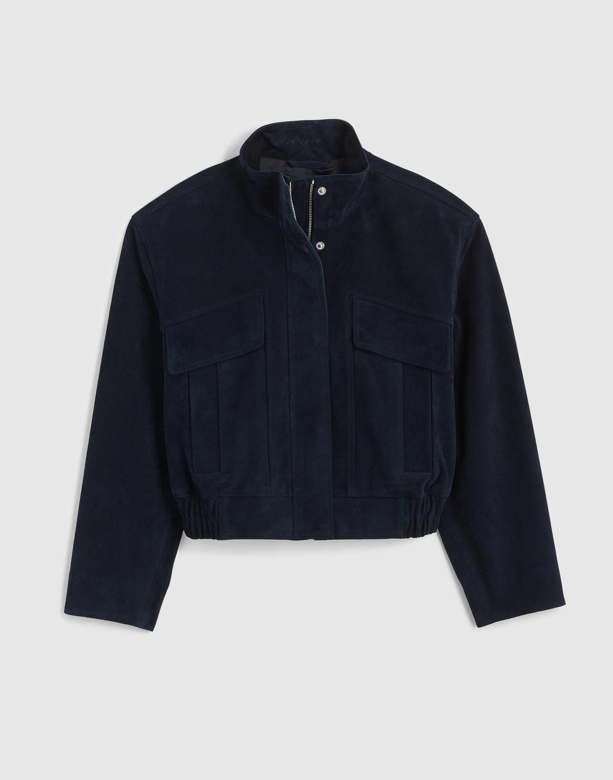 Funnel-Neck Utility Jacket in Suede Classic Navy | Madewell Customer Favorite