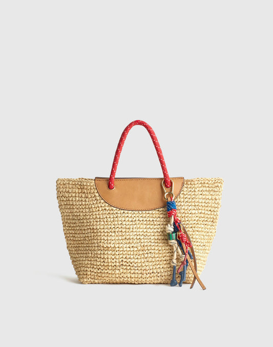 The Woven Mini Tote Festival Red Multi | Madewell Exclusive