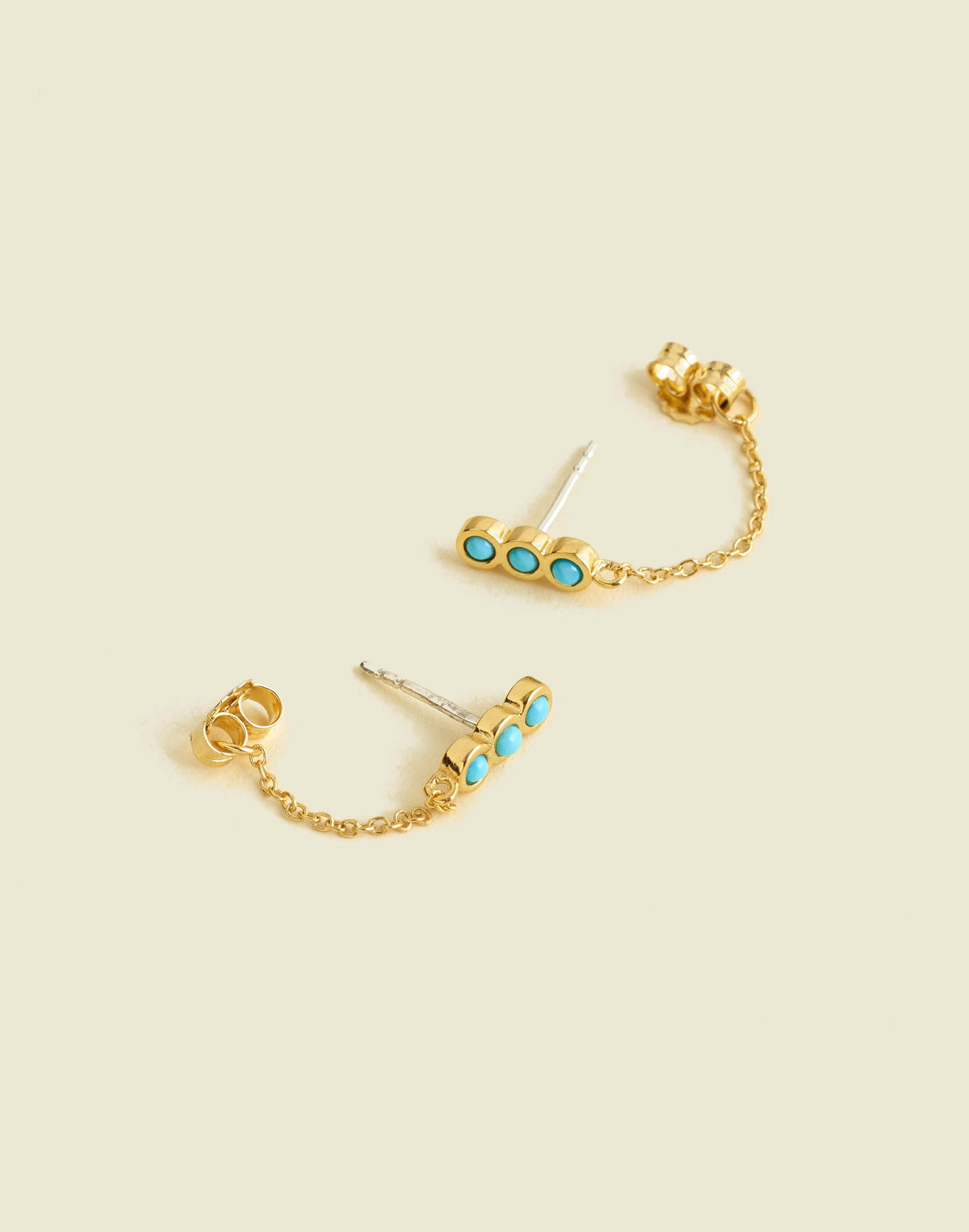 Demi-Fine Bezel Set Turquoise Chain Stud Earrings Turquoise Multi | Madewell Great Value