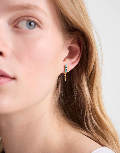 Demi-Fine Bezel Set Turquoise Chain Stud Earrings Turquoise Multi | Madewell Great Value