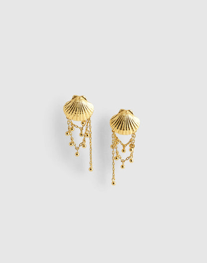 Shell Stacked Chain Stud Earrings Antique Gold | Madewell Best Seller