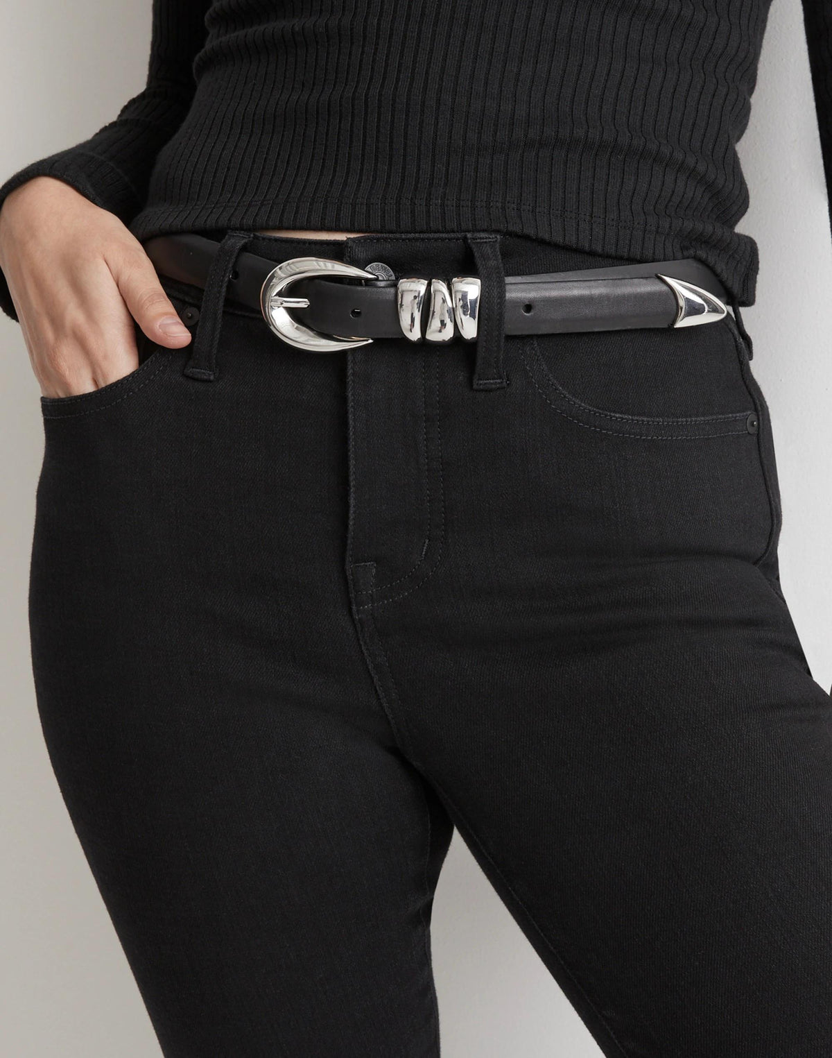 Triple Metal Keeper Belt True Black | Madewell Smart Buy