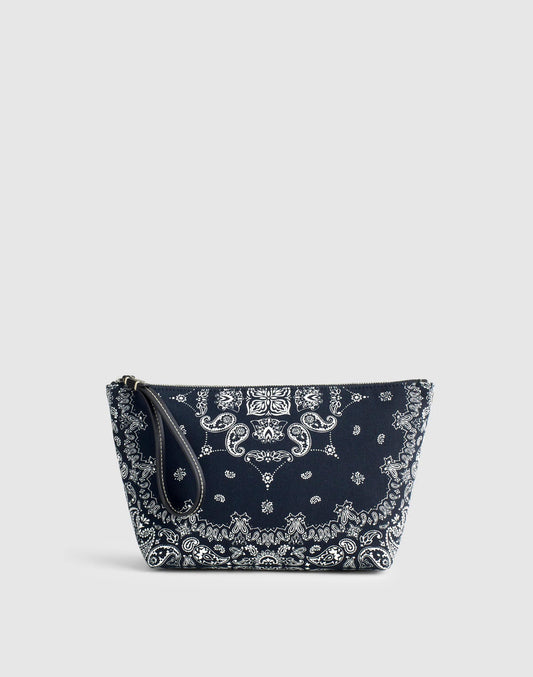 Bandana-Print Zip Pouch Classic Navy Multi | Madewell Classic