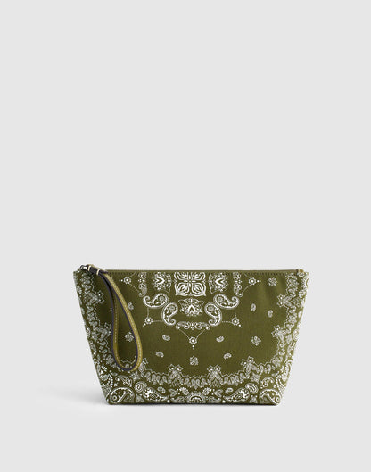 Bandana-Print Zip Pouch Classic Olive | Madewell Latest