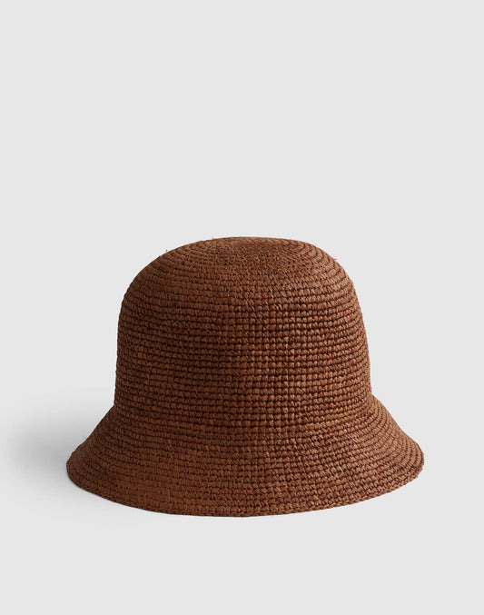 Hand-Crocheted Seamless Bucket Hat in Raffia Coffee Bean | Madewell Recommended